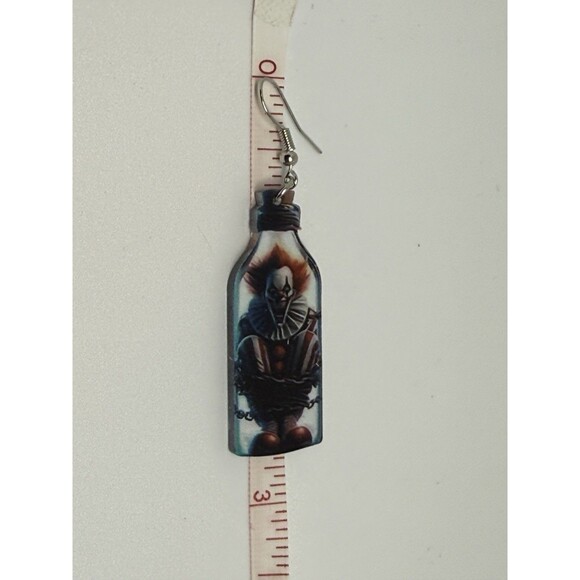 Halloween Themed Pennywise In A Bottle Earrings Dangle - Picture 3 of 3